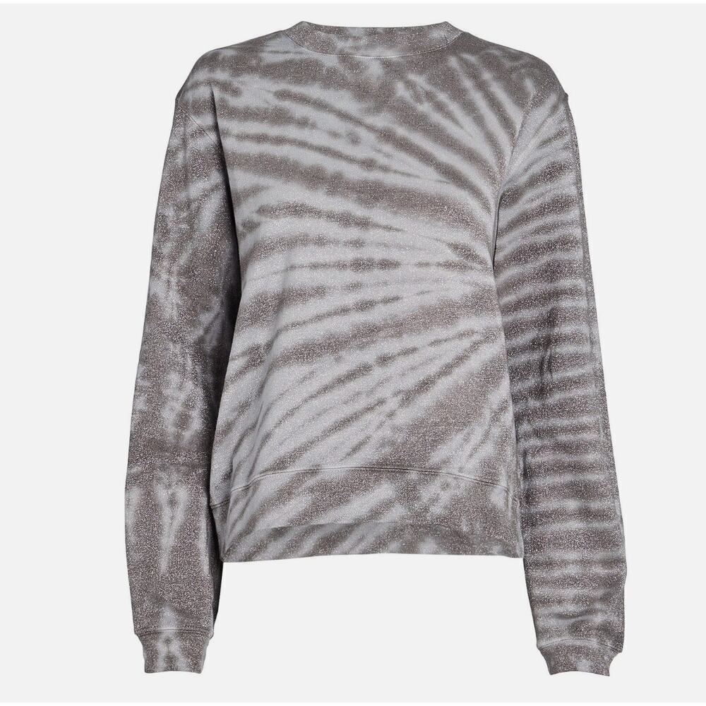RtA Emma Pullover Titanium Tie Dye Sweatshirt Metallic Sparkle French Terry XS